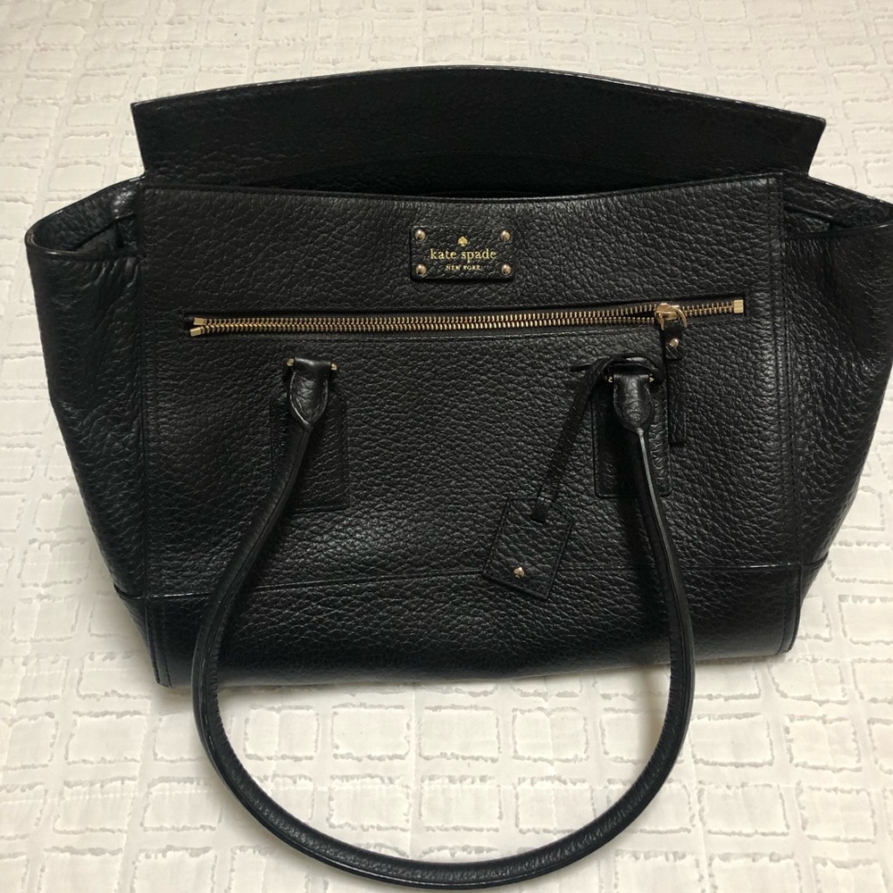 Kate Spade Black Leather Tote Handbag